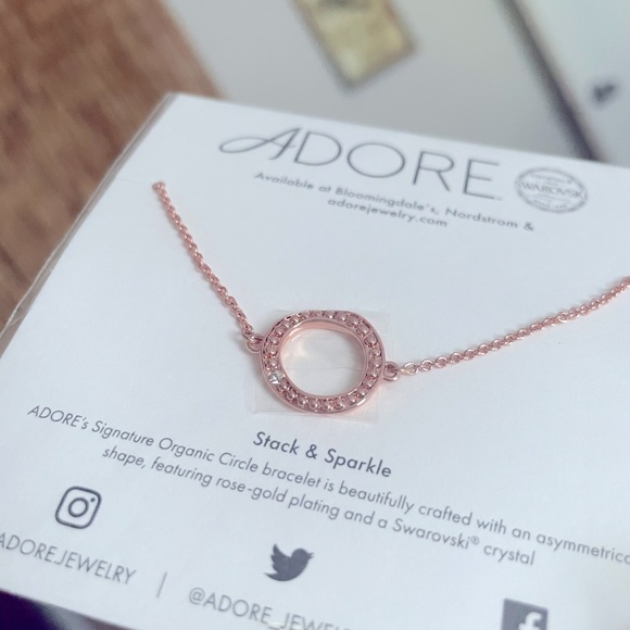 Swavorski Adore Jewelry Organic Circle Bracelet Rose Gold Crystal - Picture 2 of 8
